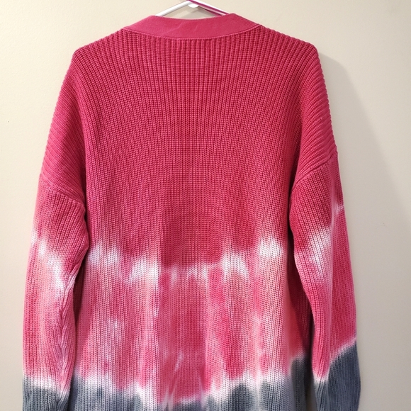 525 America (Revolve) - Cotton Ombre Tie Dye Style Open Front Cardigan - Size L - Picture 6 of 9